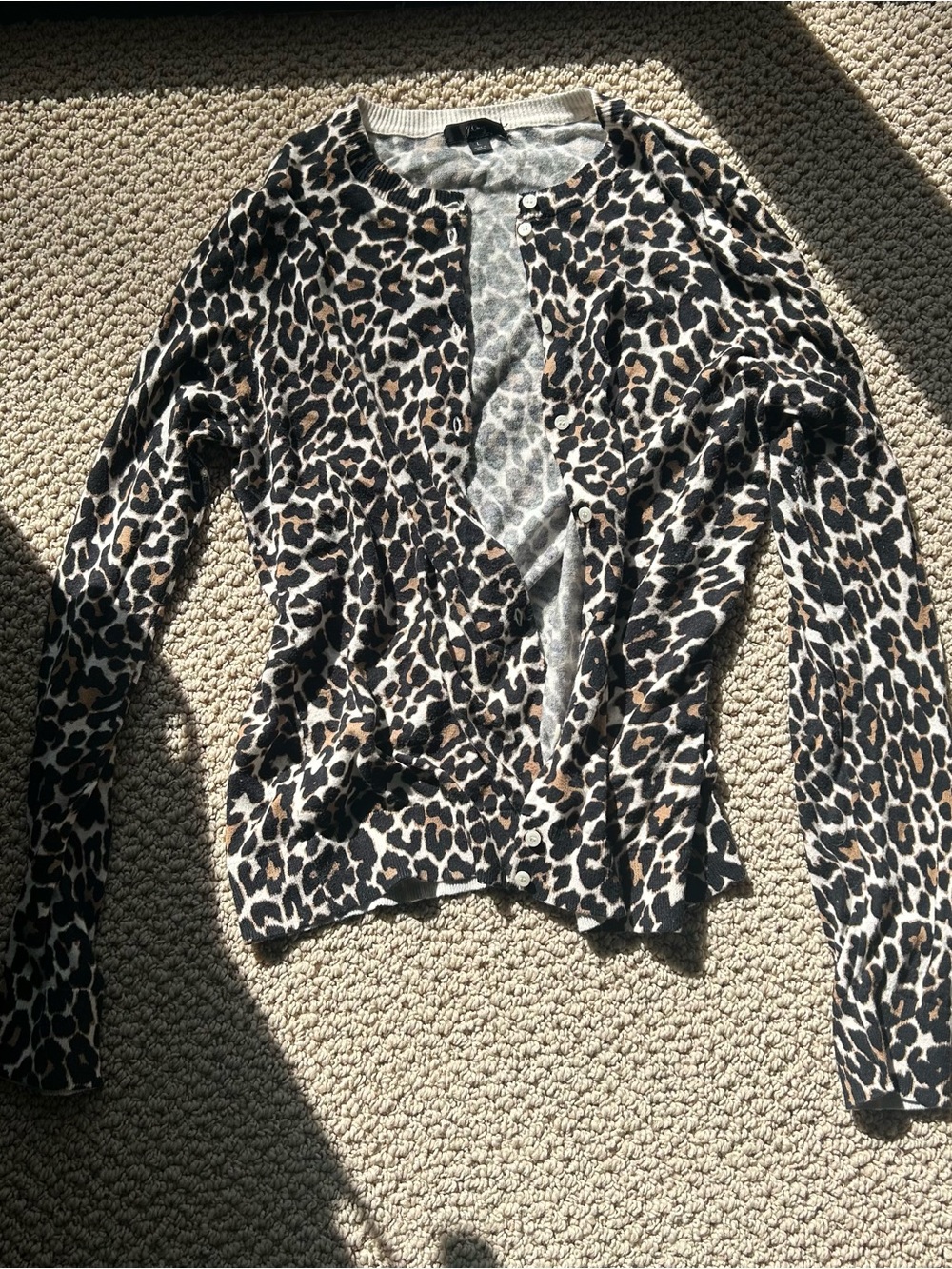 J. Crew Leopard Print Cardigan Jacket - Black, Brown & Cream